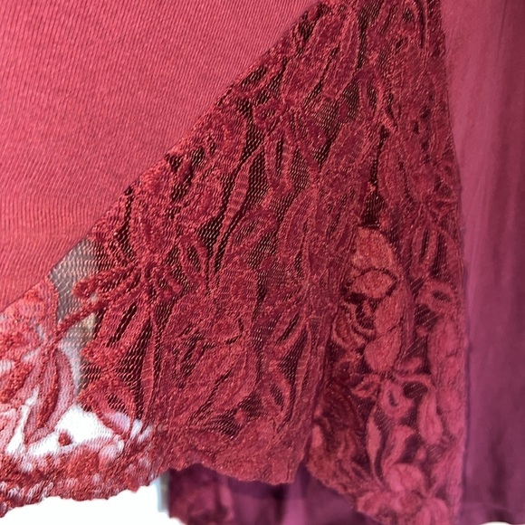 Cardigan, Plus Size, PTP 28”, L 33-37”, soft material with lace hips, Maroon - Picture 2 of 4
